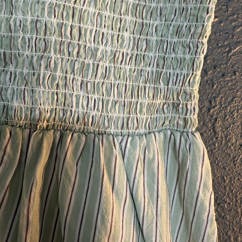 Madewell Strapless Smocked Bodice Midi Dress in Pale Green - Picture 5 of 8